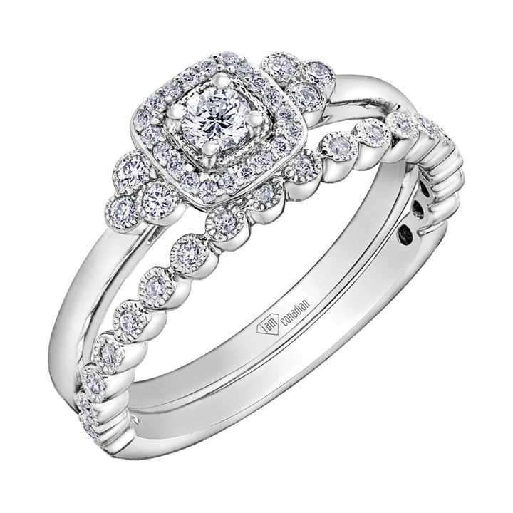 10 Karat Halo Engagement Ring, 0.11 CT Center