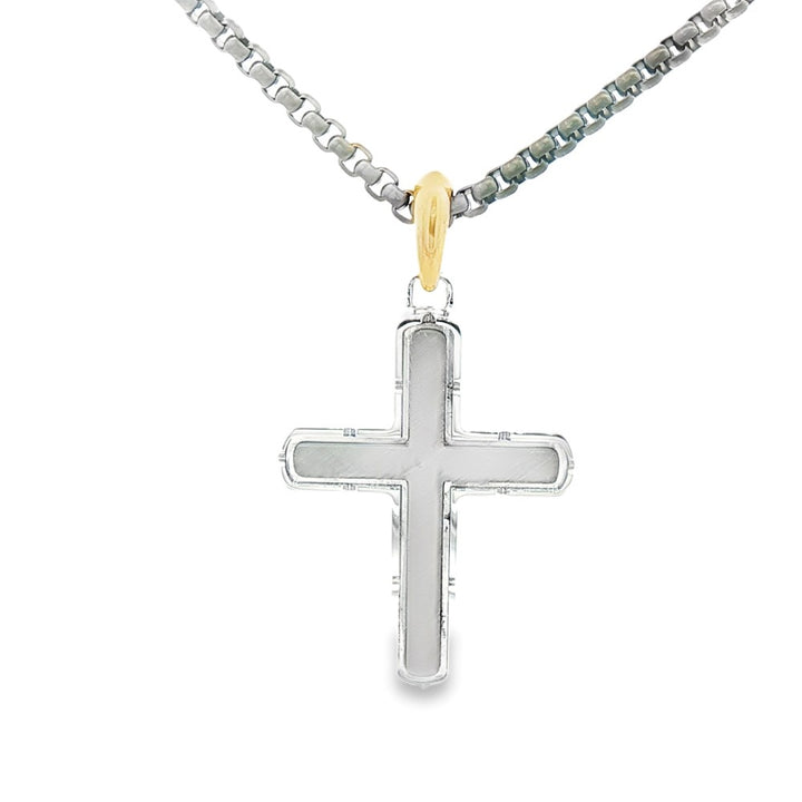 Tri-Tone Scratch Finish 30MM Cross Pendant