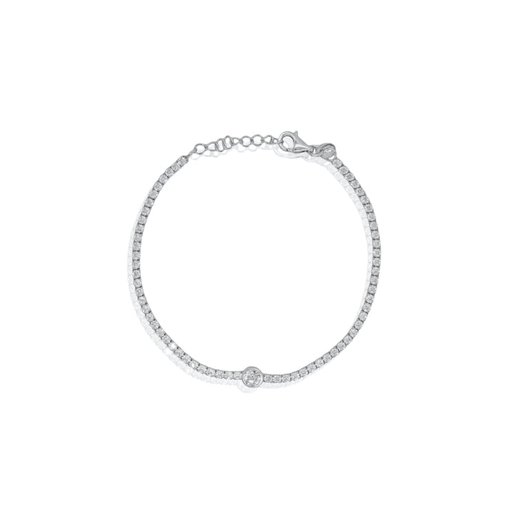 Bezel Set Cubic Zirconia Silver Tennis Bracelet