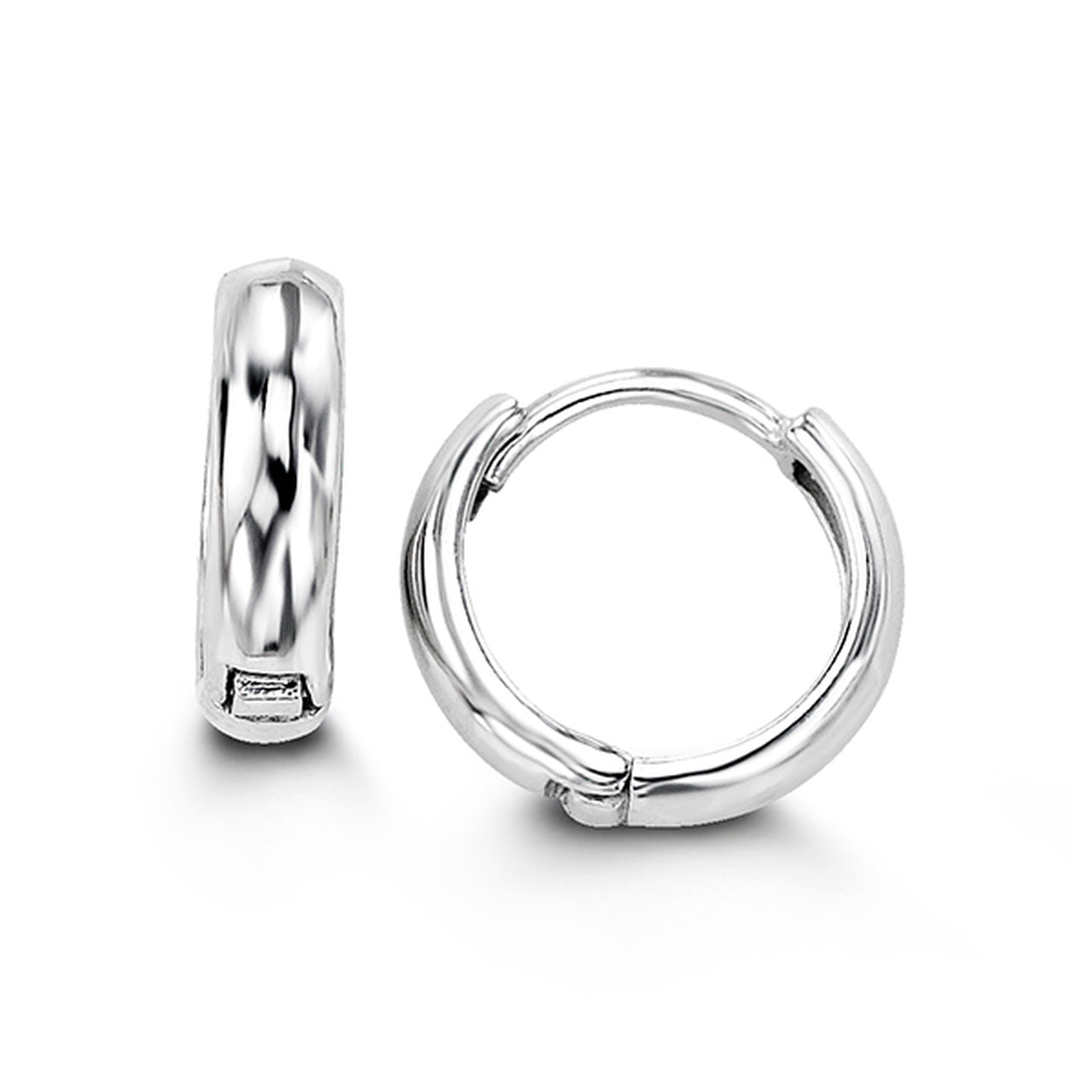 Polished Silver Huggie Hoops