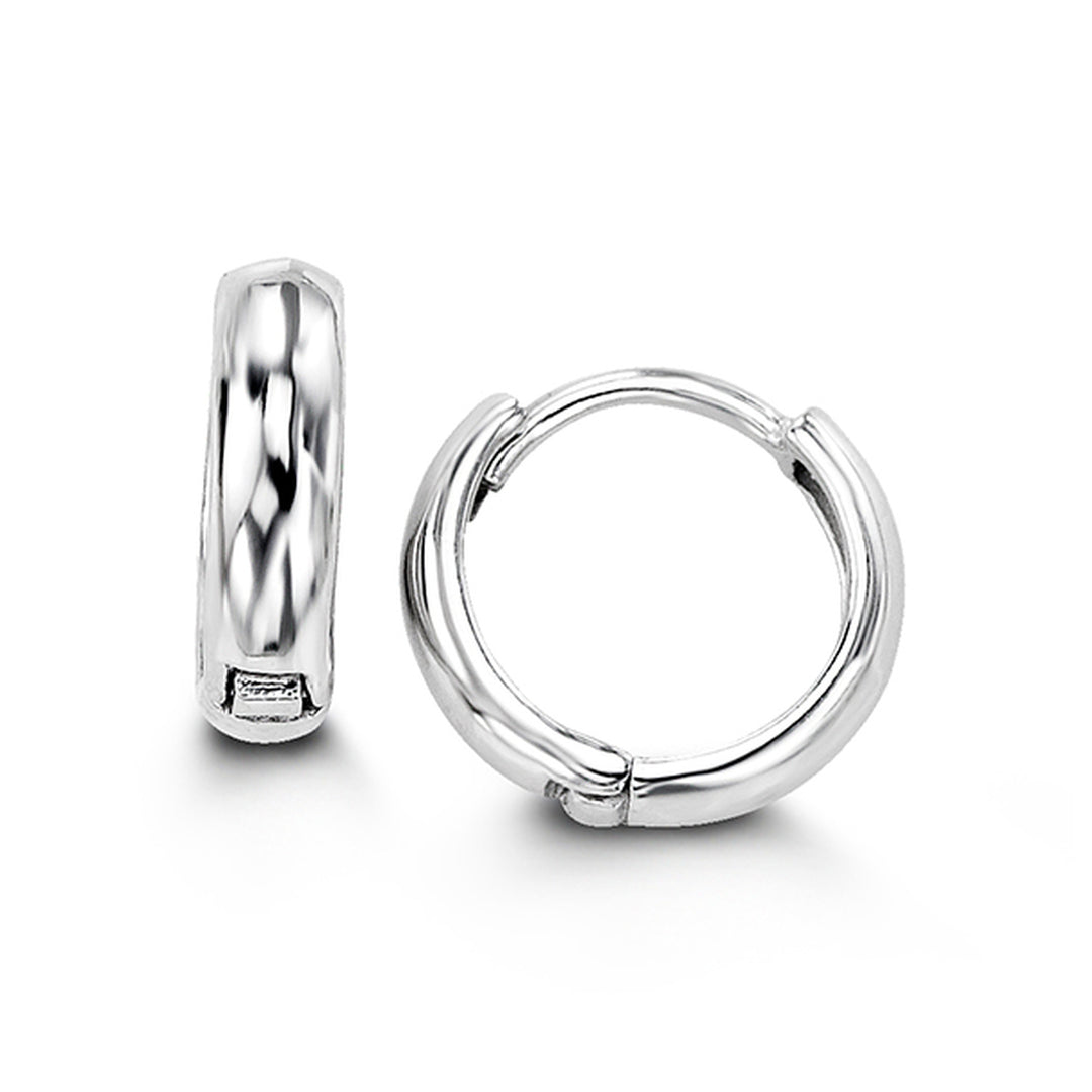 Polished Silver Huggie Hoops