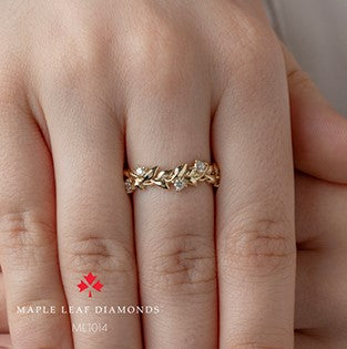 10K Leaf Design Canadian Diamond Ring