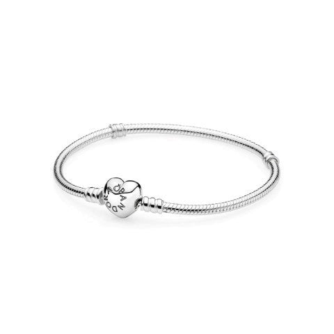 FINAL SALE - Pandora Moments Heart Clasp Snake Chain Bracelet, 7.9"