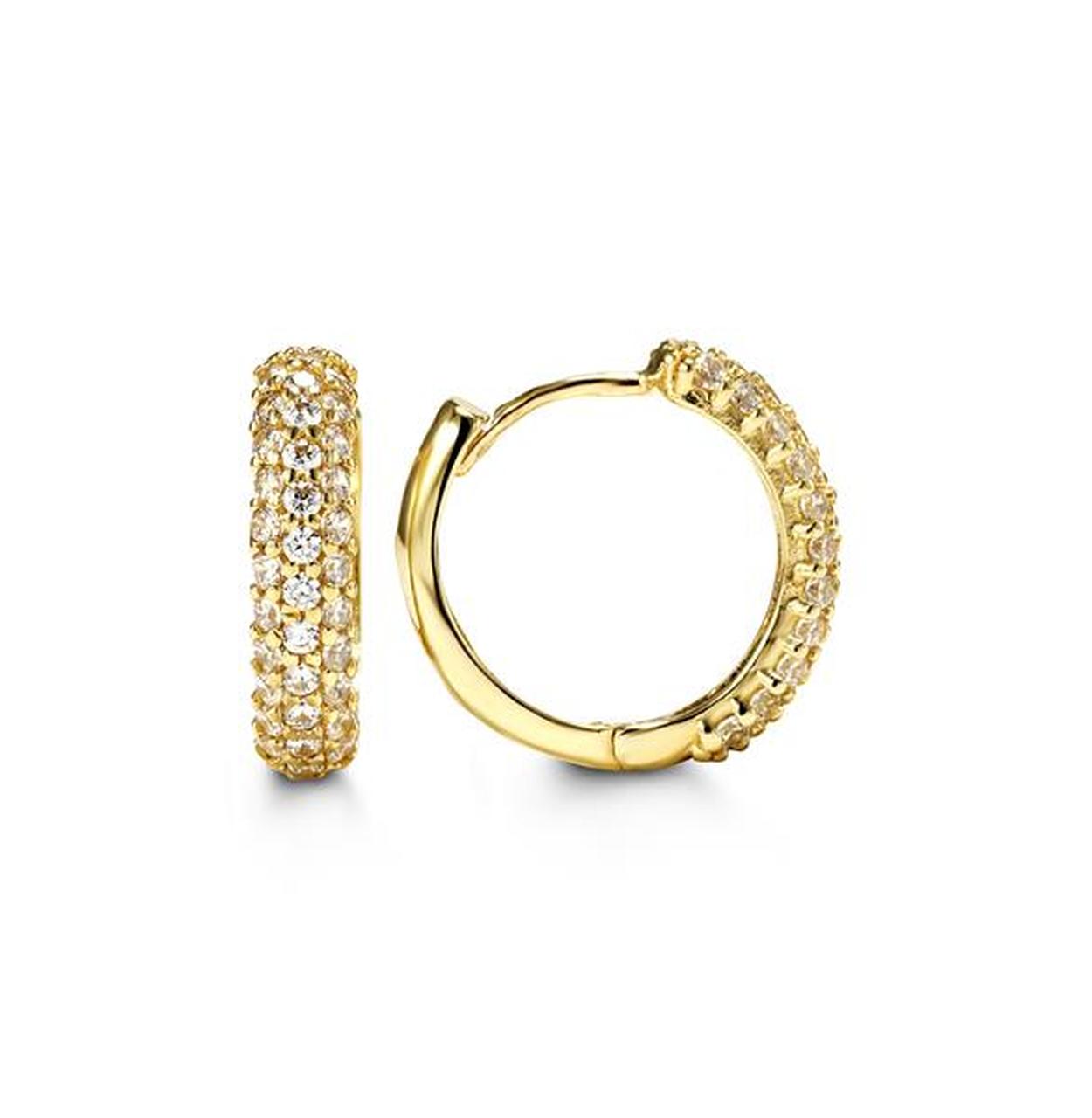 10K Pavé CZ Huggie Hoops