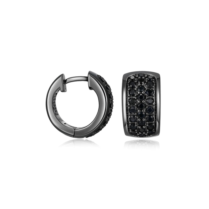 ETHOS "Black Ice" Black Sapphire Hoop Earrings.