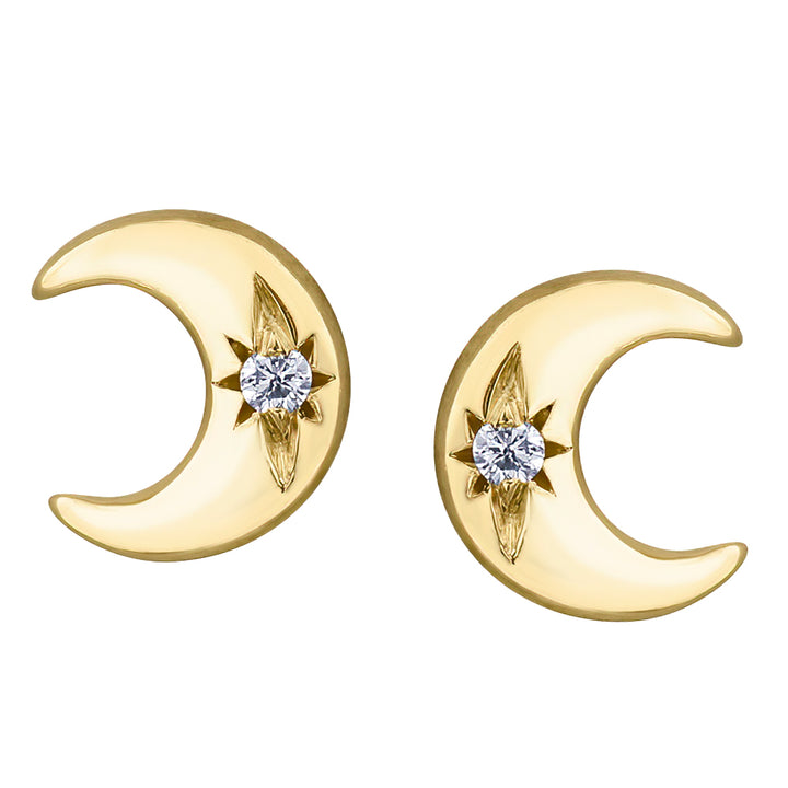 10K Crescent Moon Earrings 0.01TDW