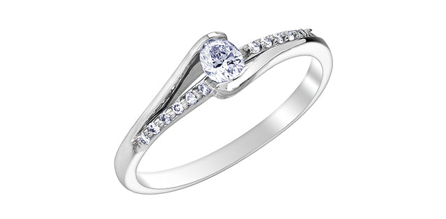 10K Engagement Ring, 0.20 CT Oval Center