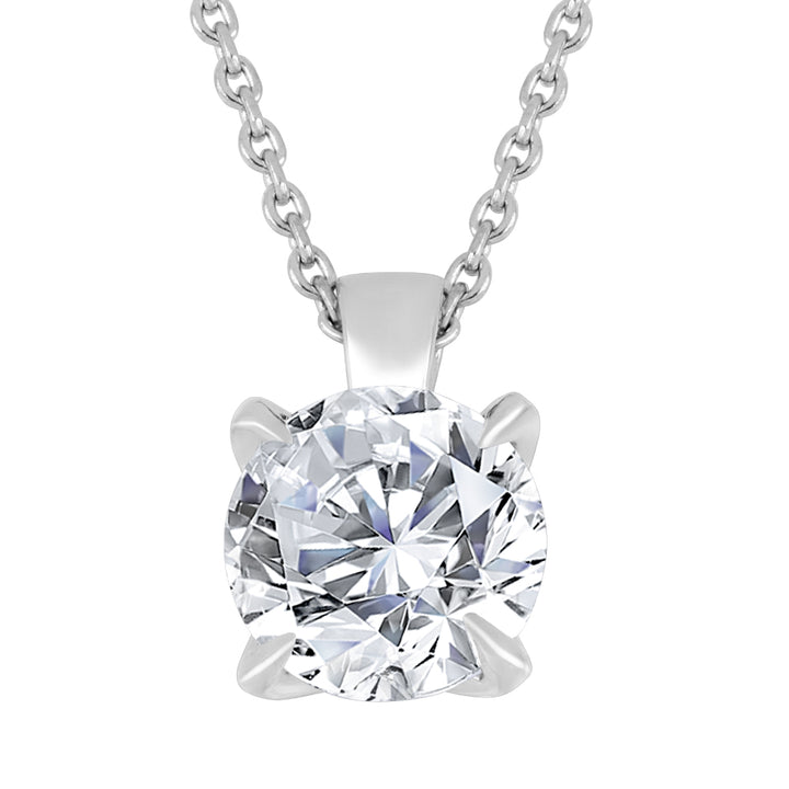 Love Grown Sterling Silver Solitaire Pendant, 0.50ct Round Lab-Grown Diamond