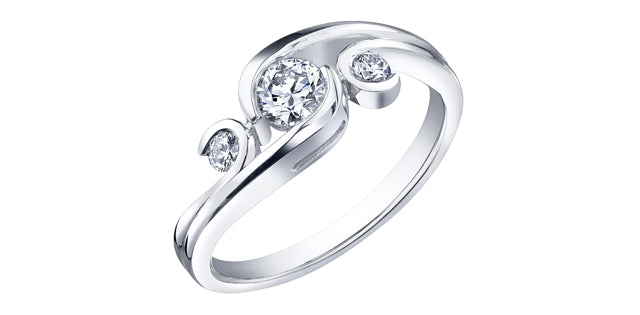 14K 3 Stone Engagement Ring 0.40TDW