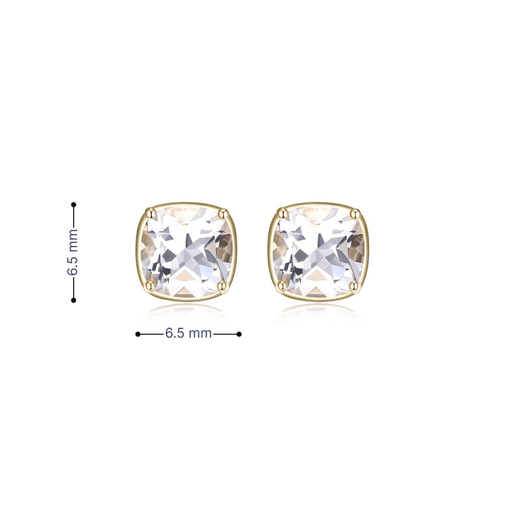 ELLE "Marble" clear Quartz cushion stud.