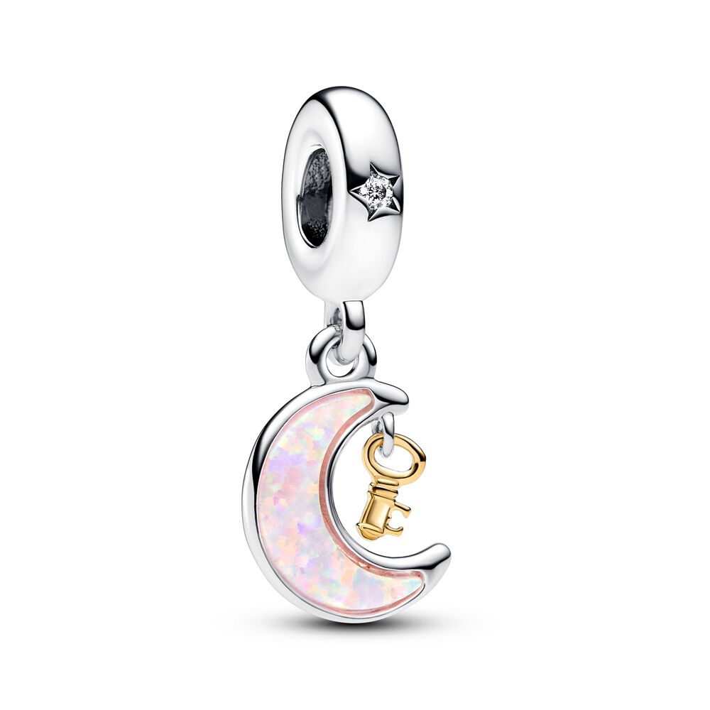 FINAL SALE- Pandora Two-tone Key & Moon Dangle Charm
