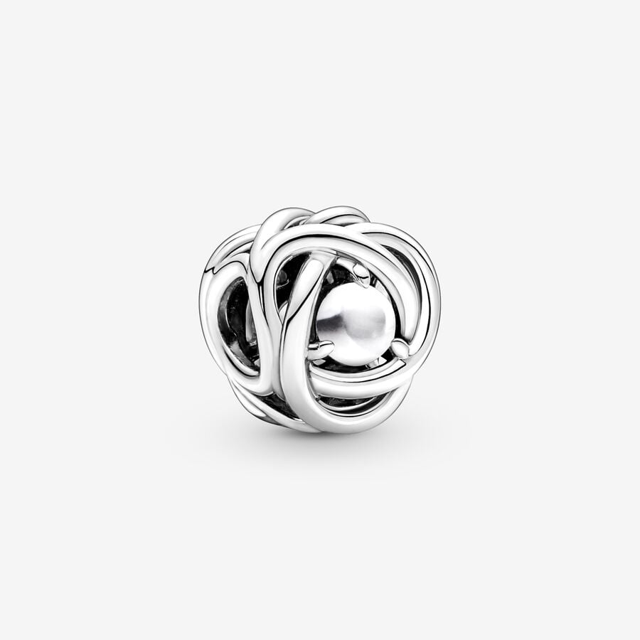 FINAL SALE- Pandora June White Mother of Pearl Eternity Circle Charm