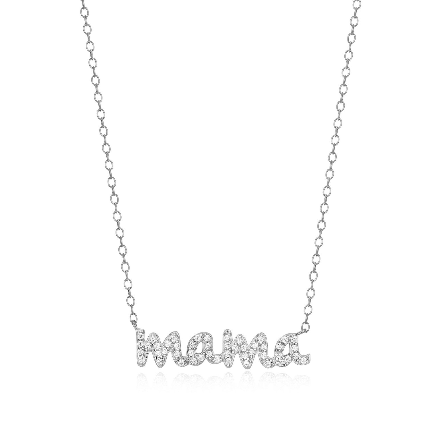 "M" Lab-Created Diamond Sterling Silver "Mama" Necklace