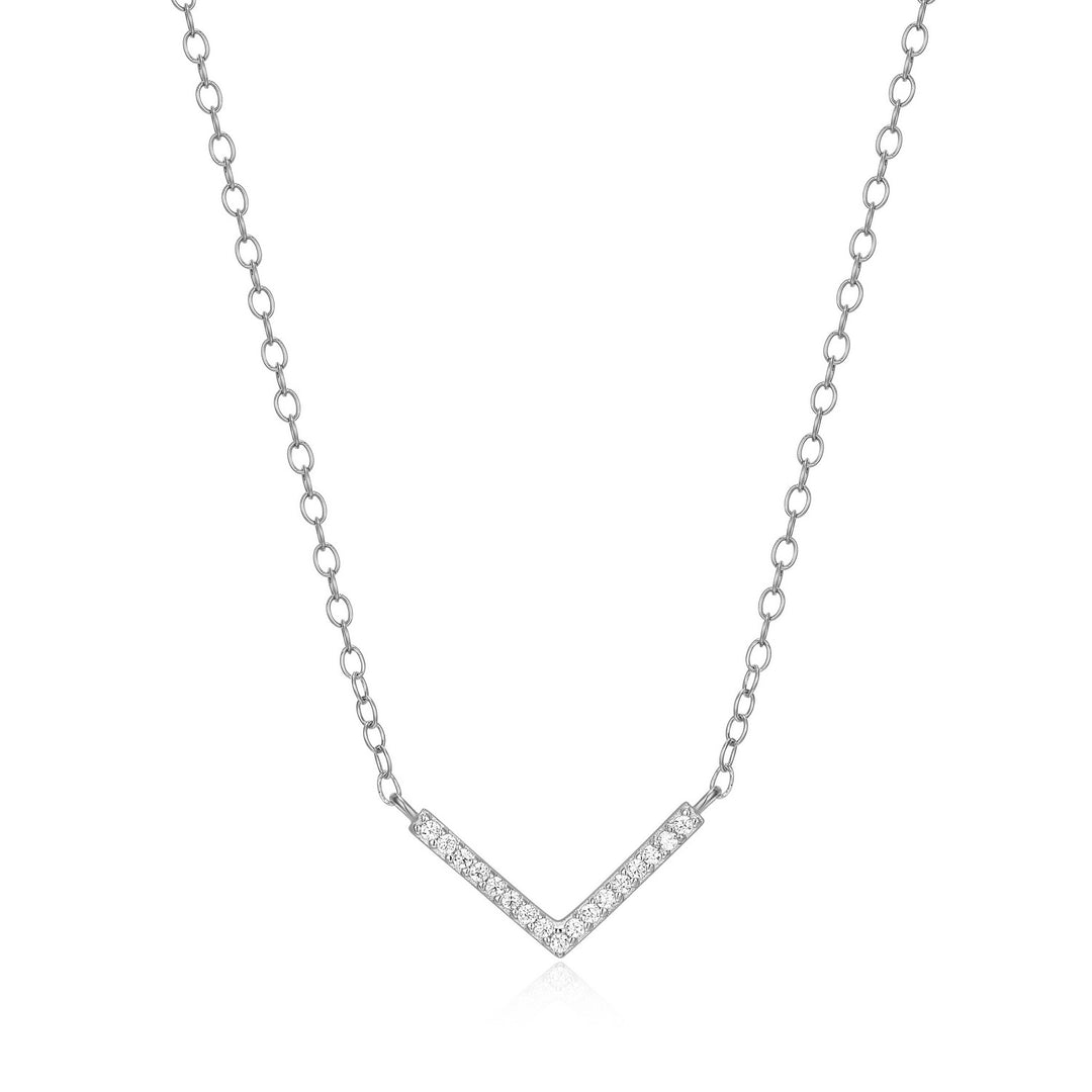 "M" Lab-Created Diamond Sterling Silver V-Necklace