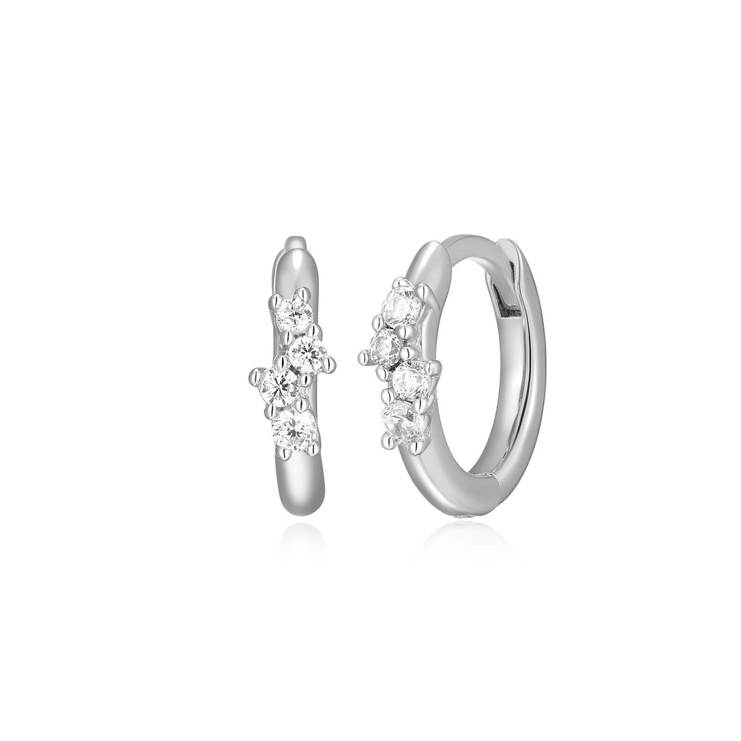 "M" Lab-Created Diamond Sterling Silver Scattered Huggies