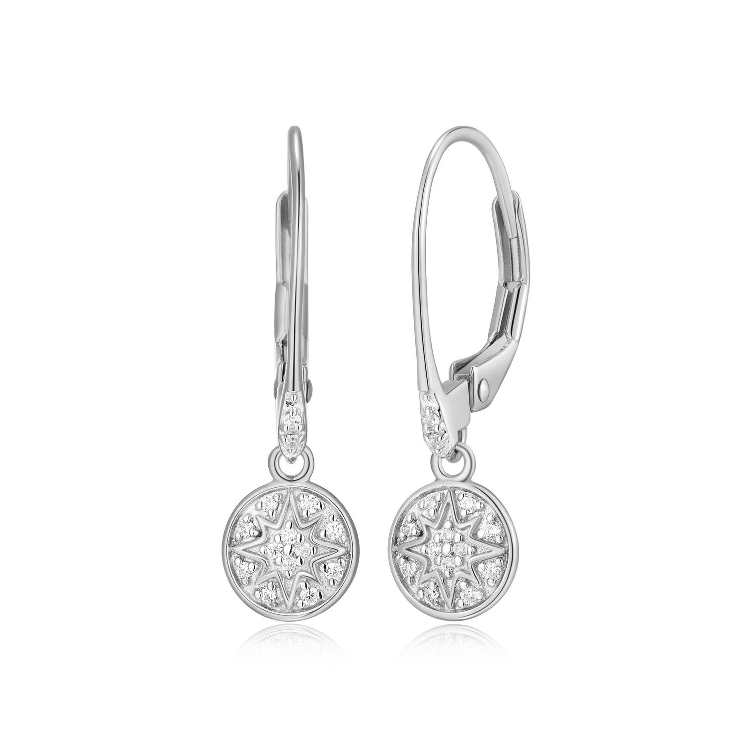 "M" Lab-Created Diamond Starburst Leverback Earrings