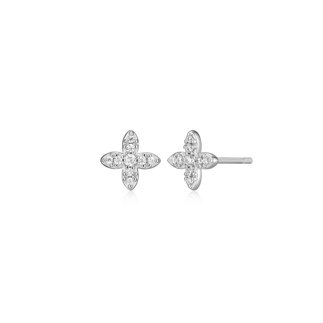 "M" Lab-Created Diamond Sterling Silver 6mm Flower Studs