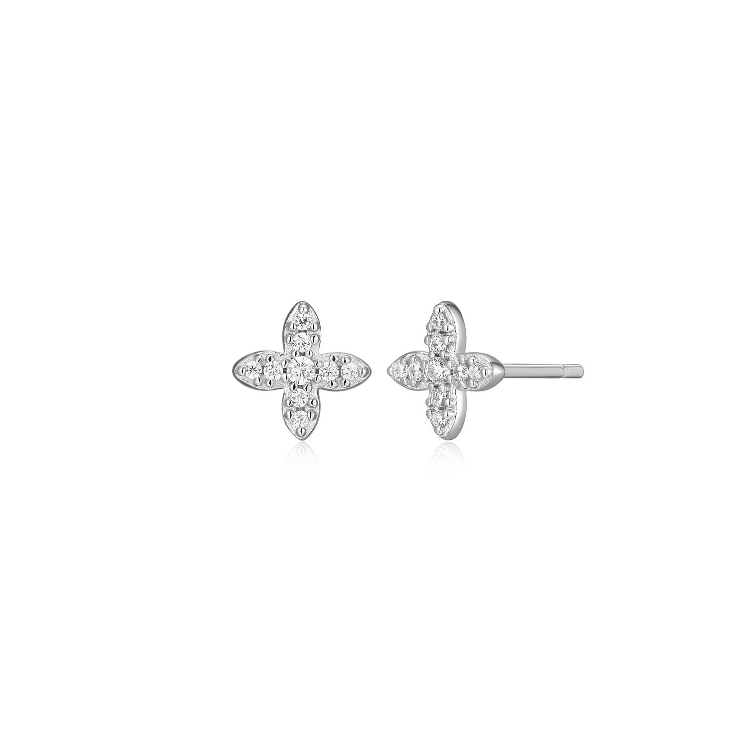 "M" Lab-Created Diamond Sterling Silver 6mm Flower Studs