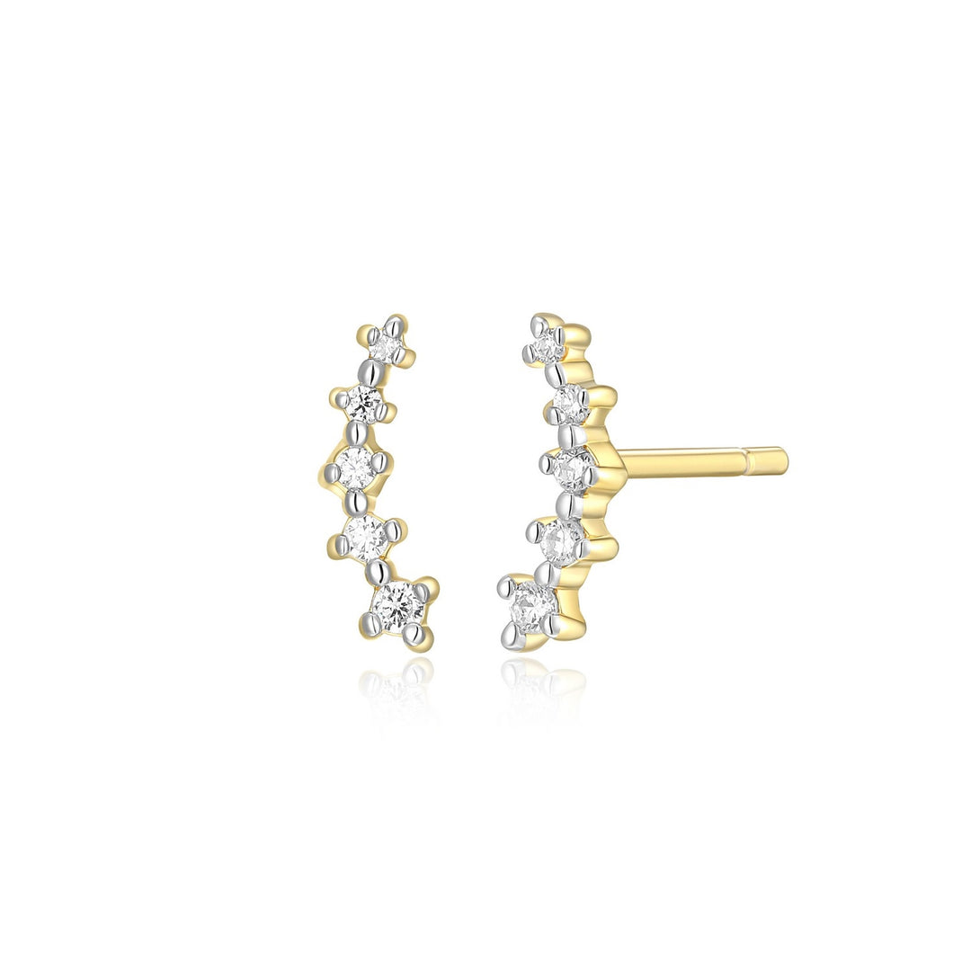 "M" Lab-Created Diamond Two-Tone Curved Stud Earrings