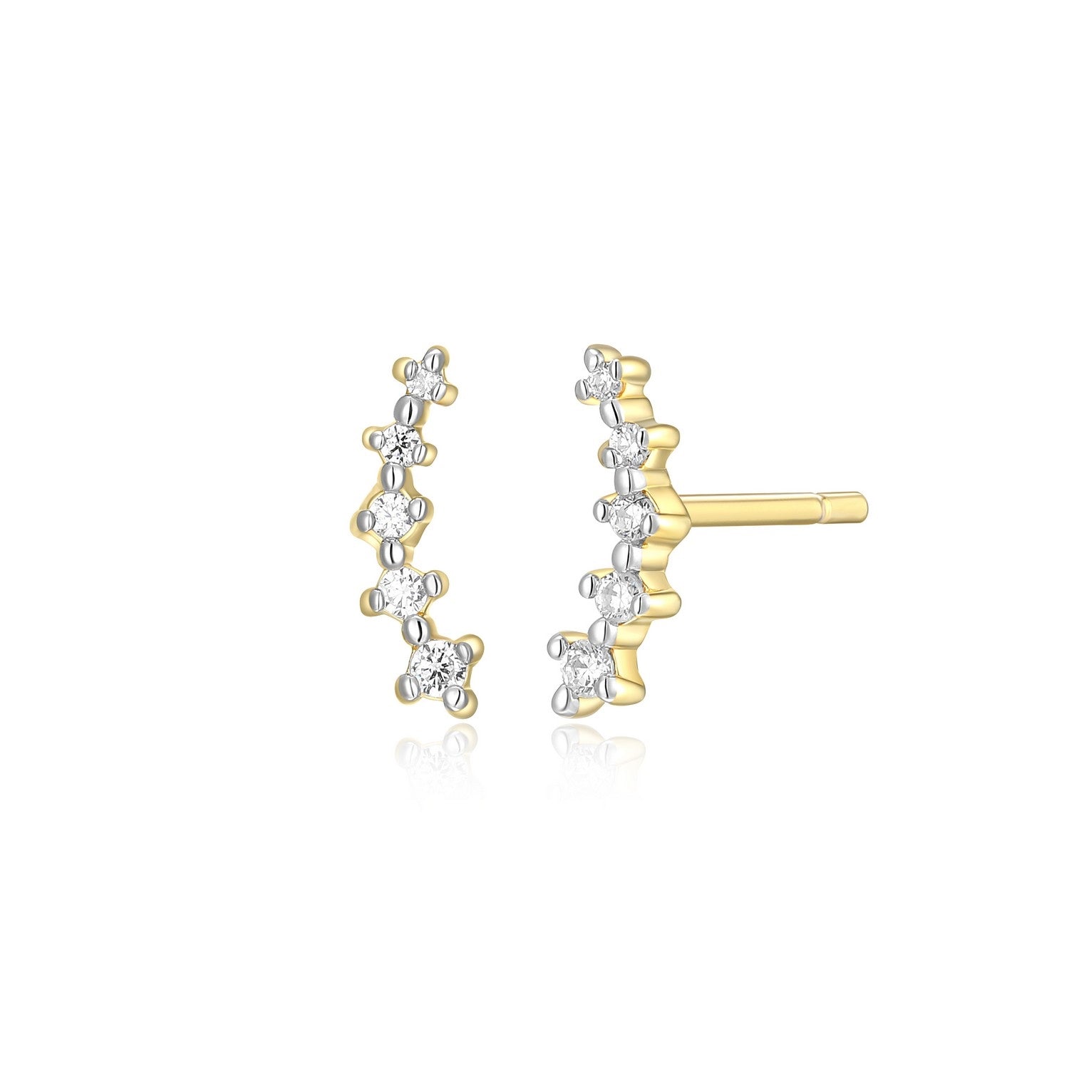 "M" Lab-Created Diamond Two-Tone Curved Stud Earrings