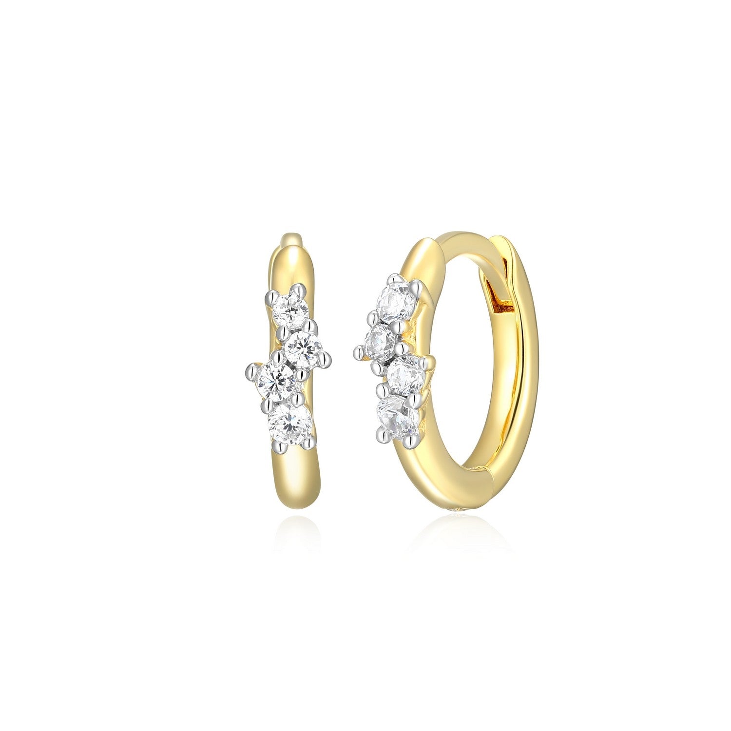 "M" Lab-Created Diamond Two-Tone Scattered Huggie Earrings