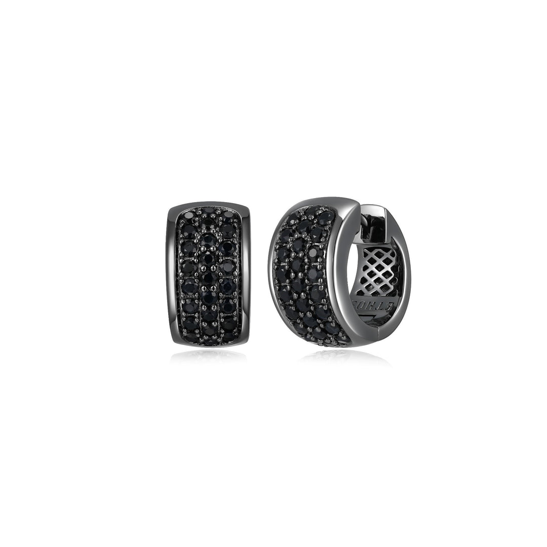 ETHOS "Black Ice" Black Sapphire Hoop Earrings.