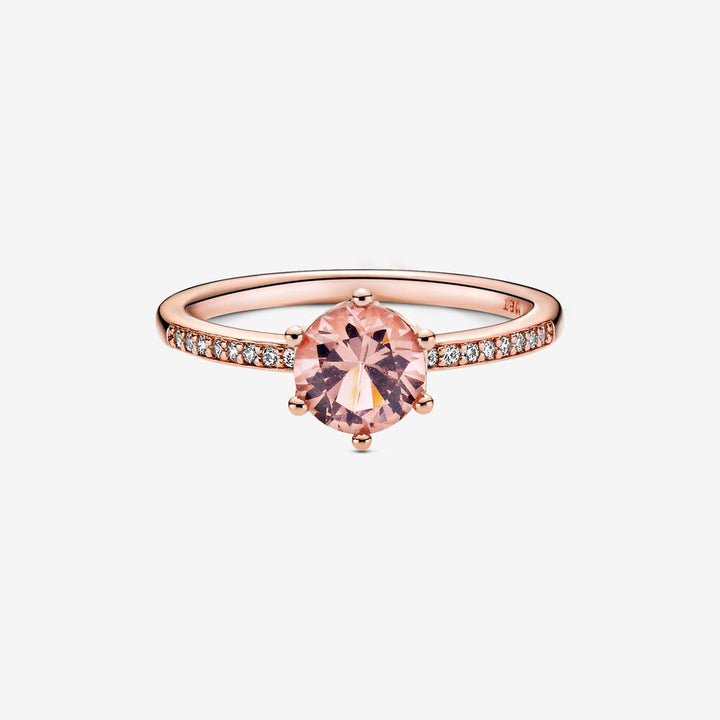 Pandora Pink Sparkling Crown Solitaire Ring, Size 5