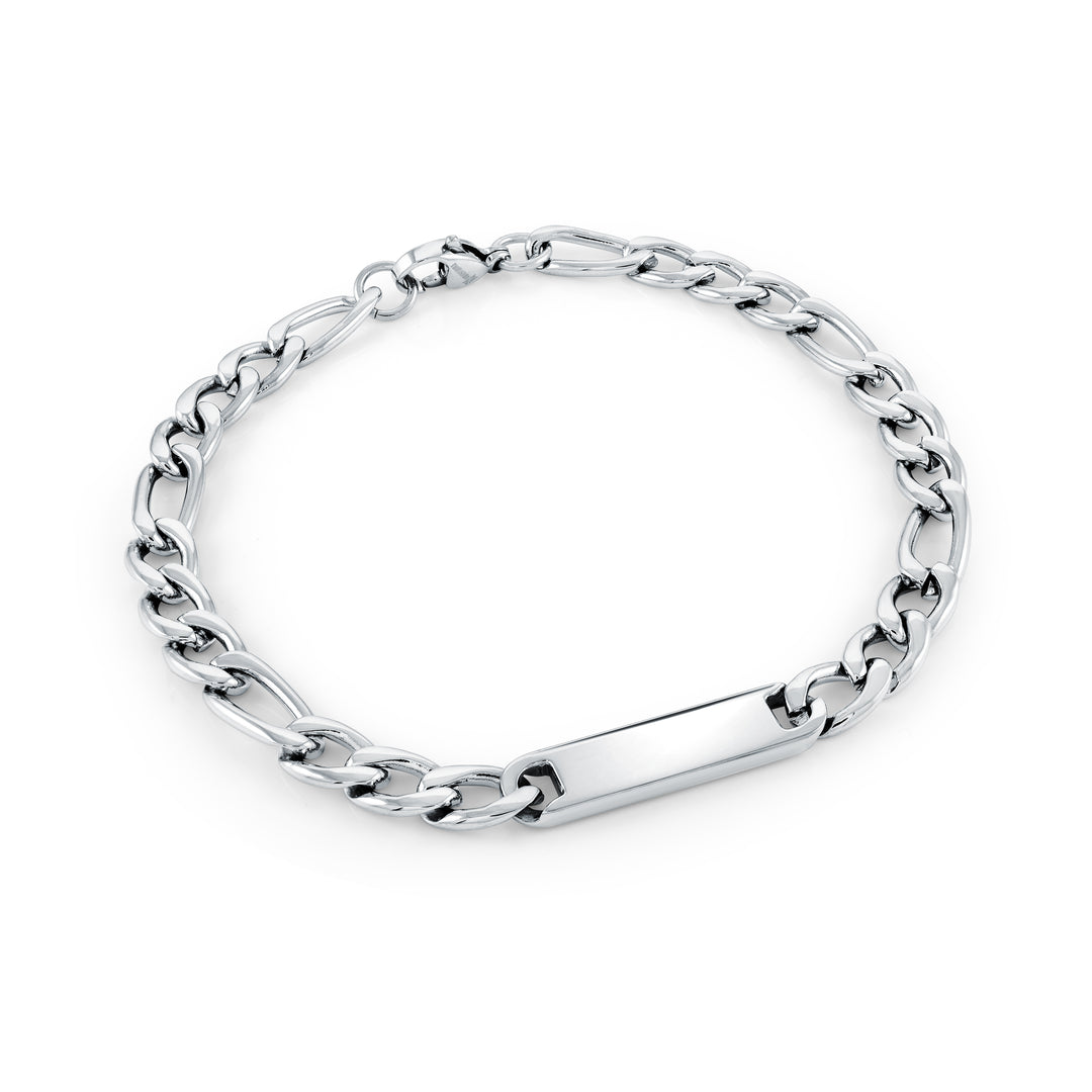 Stainless Steel Figaro ID Bracelet, 8.0"