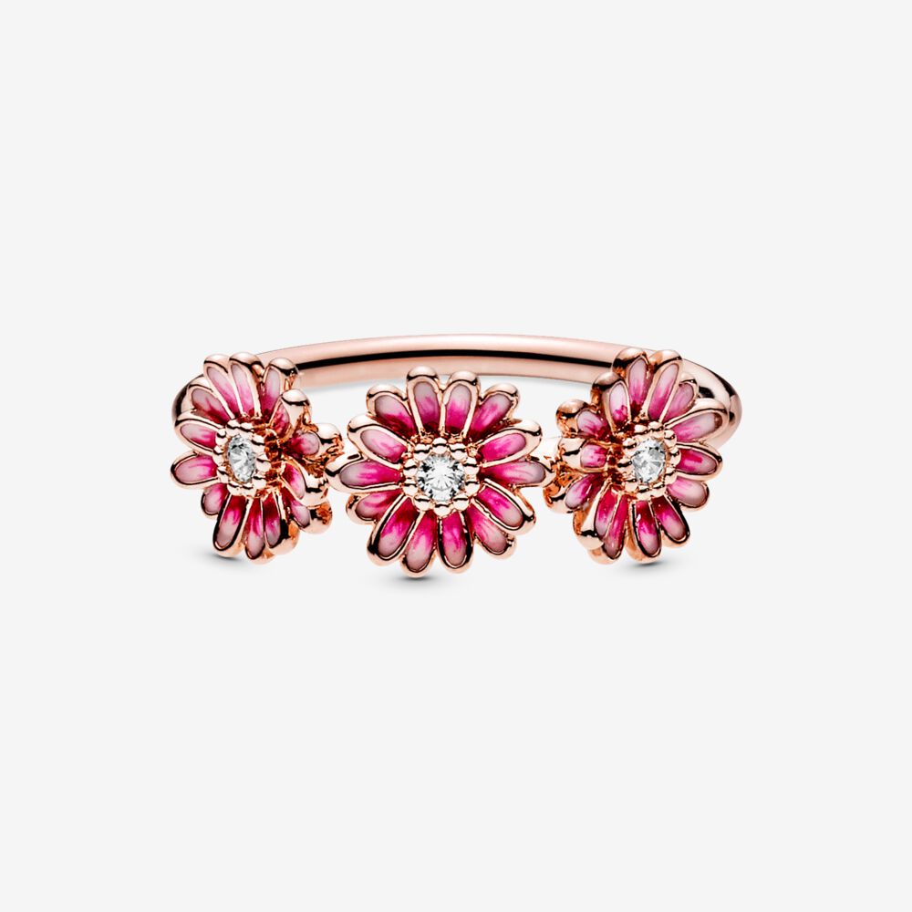 FINAL SALE - Pandora Pink Daisy Trio Flower Ring, Size 7