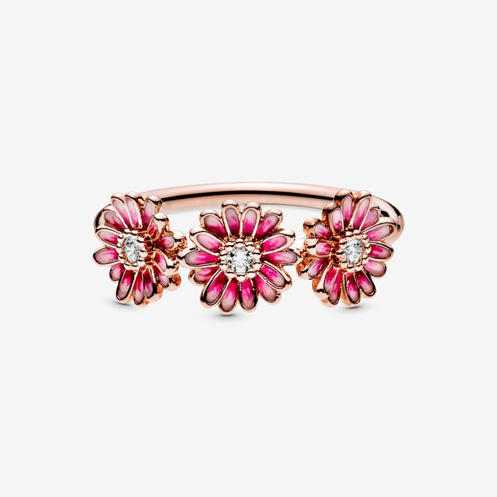 FINAL SALE - Pandora Pink Daisy Trio Flower Ring, Size 7