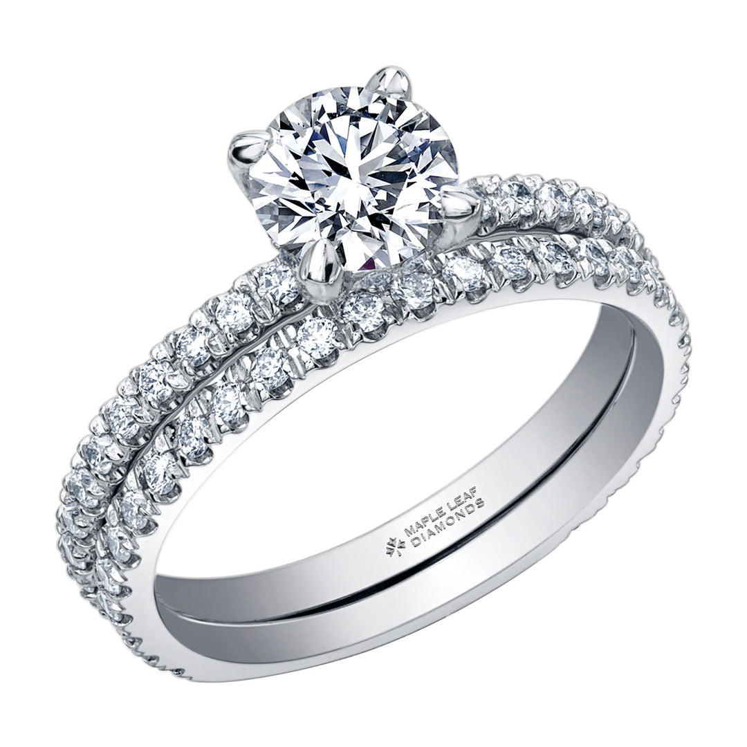 Maple Leaf Diamonds Circle of Love Collection - 18k Pure White Gold Diamond Engagement Ring