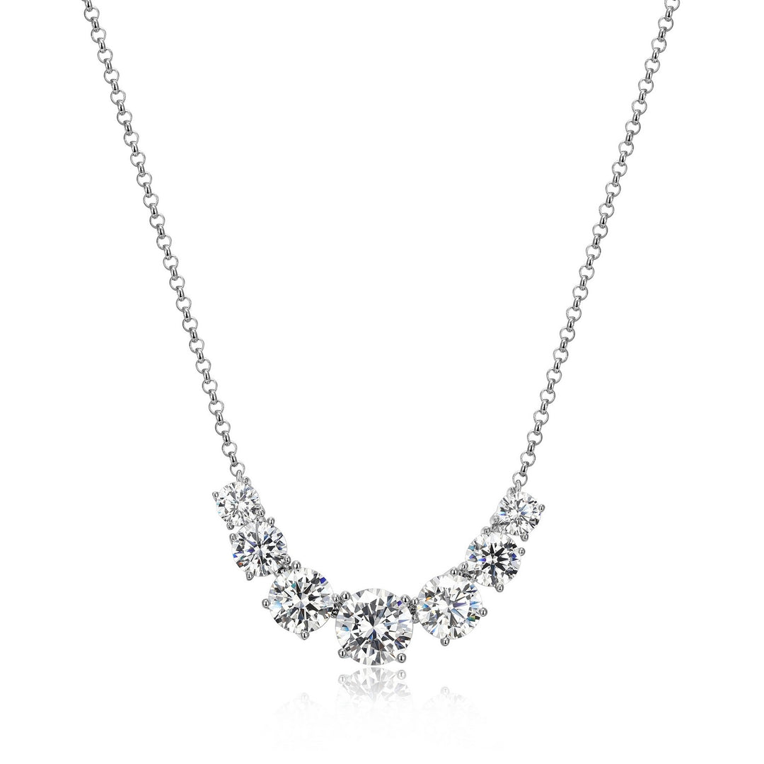 Reign Sterling Silver Graduated 5-Stone Diamondite CZ Necklace