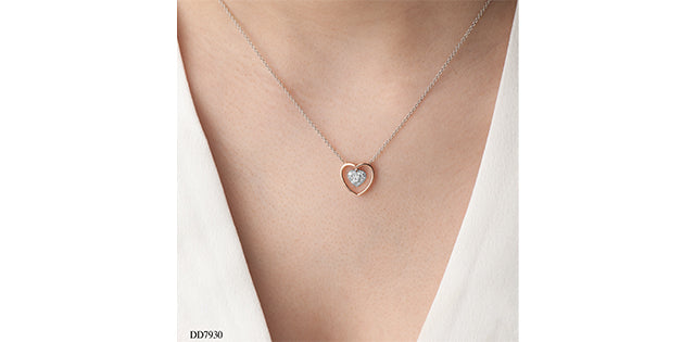 10K Double Heart Diamond Pendant, 0.20 TDW