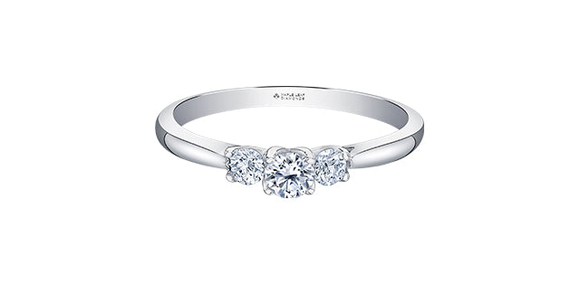 14 Karat Three Stone Engagement Ring, 0.75TDW