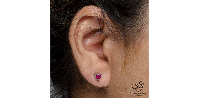 10kt White Gold Genuine Ruby Studs