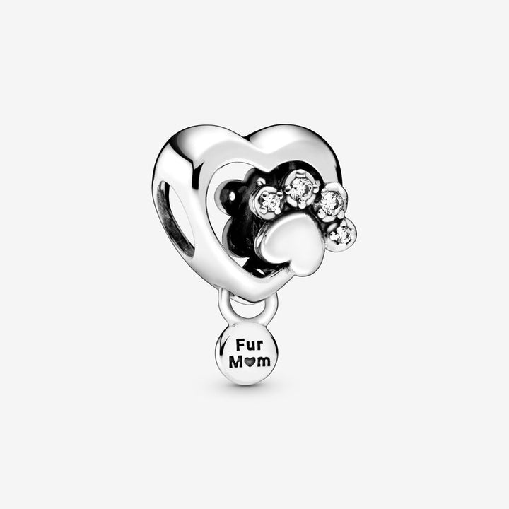 Pandora Moments Sparkling Paw Print & Heart Charm