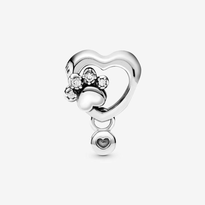 Pandora Moments Sparkling Paw Print & Heart Charm