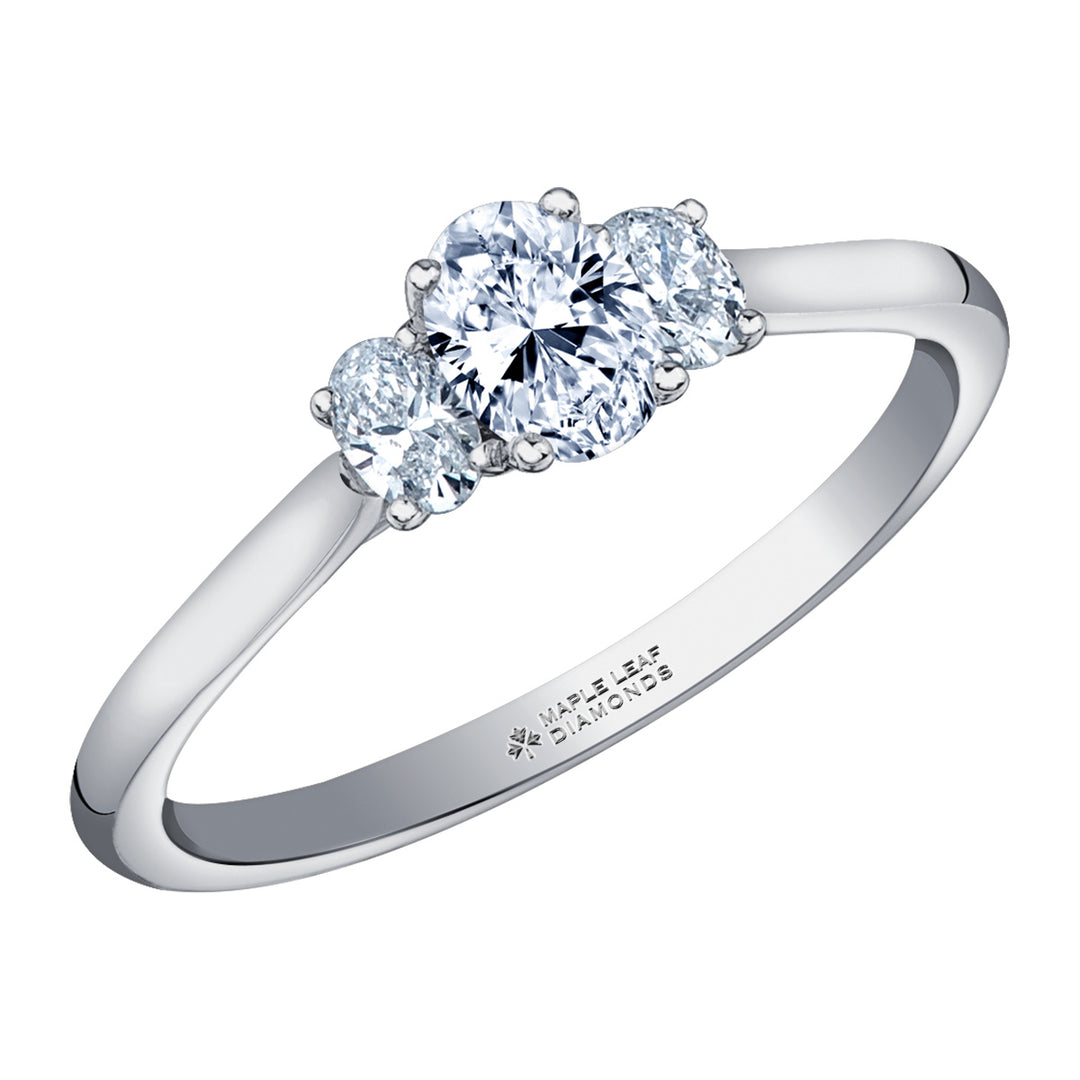 Platinum 3 Stone Engagement Ring, 0.30 CT Center