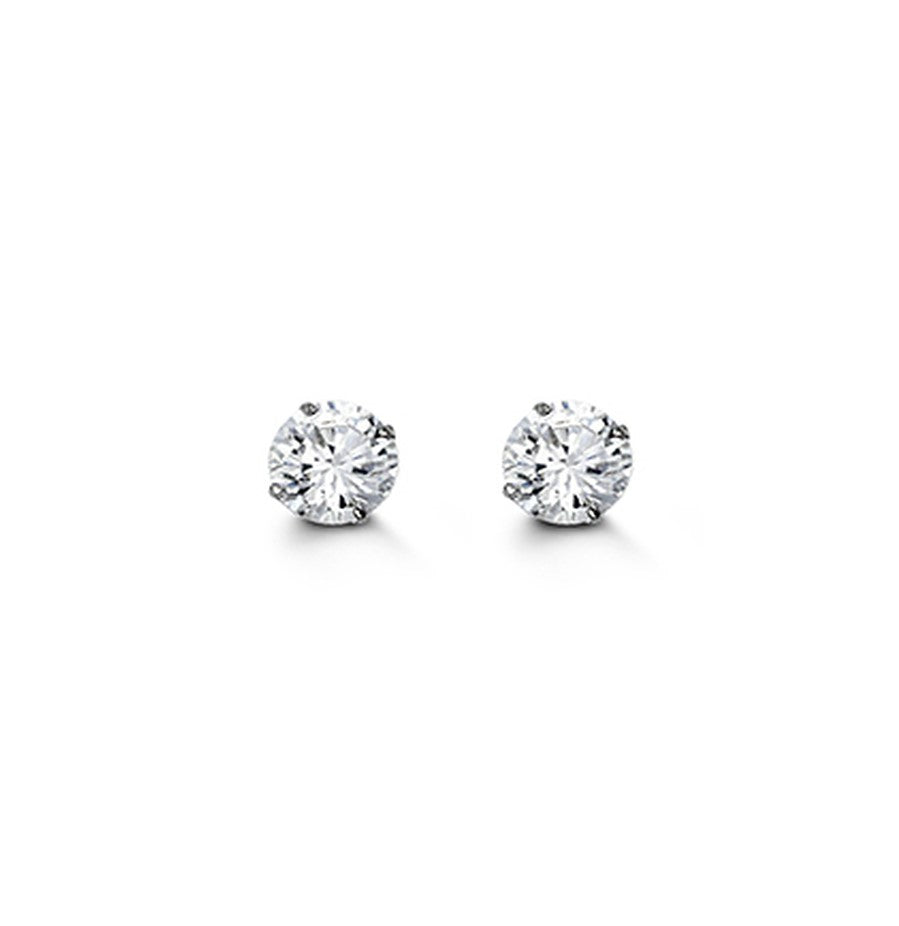 14k white gold 4mm cz stud earrings