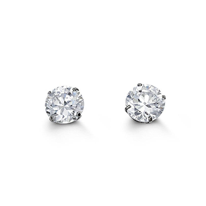 14k white gold 5mm cz stud earrings