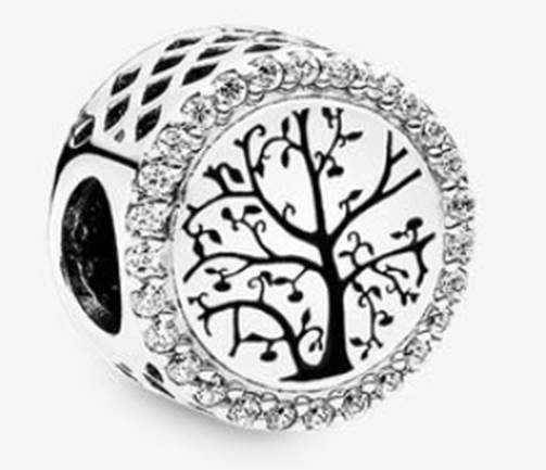 Pandora Sterling Silver Moments Charm; Grandma Family Tree Heart