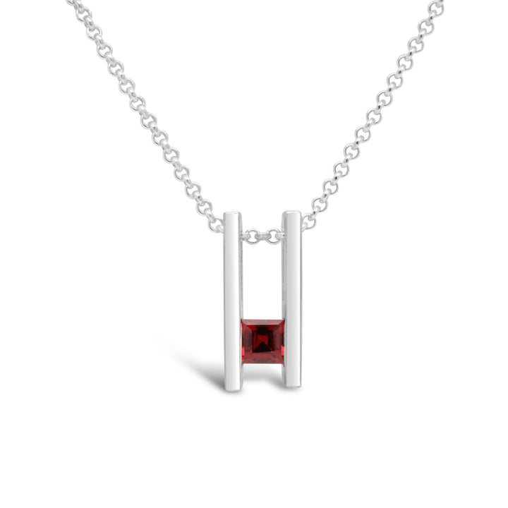 Double Bar Birthstone Pendant, January