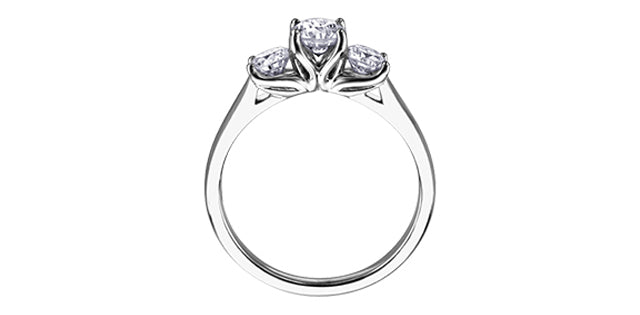 18 Karat 3 Stone Engagement Ring, 0.37 CT Center