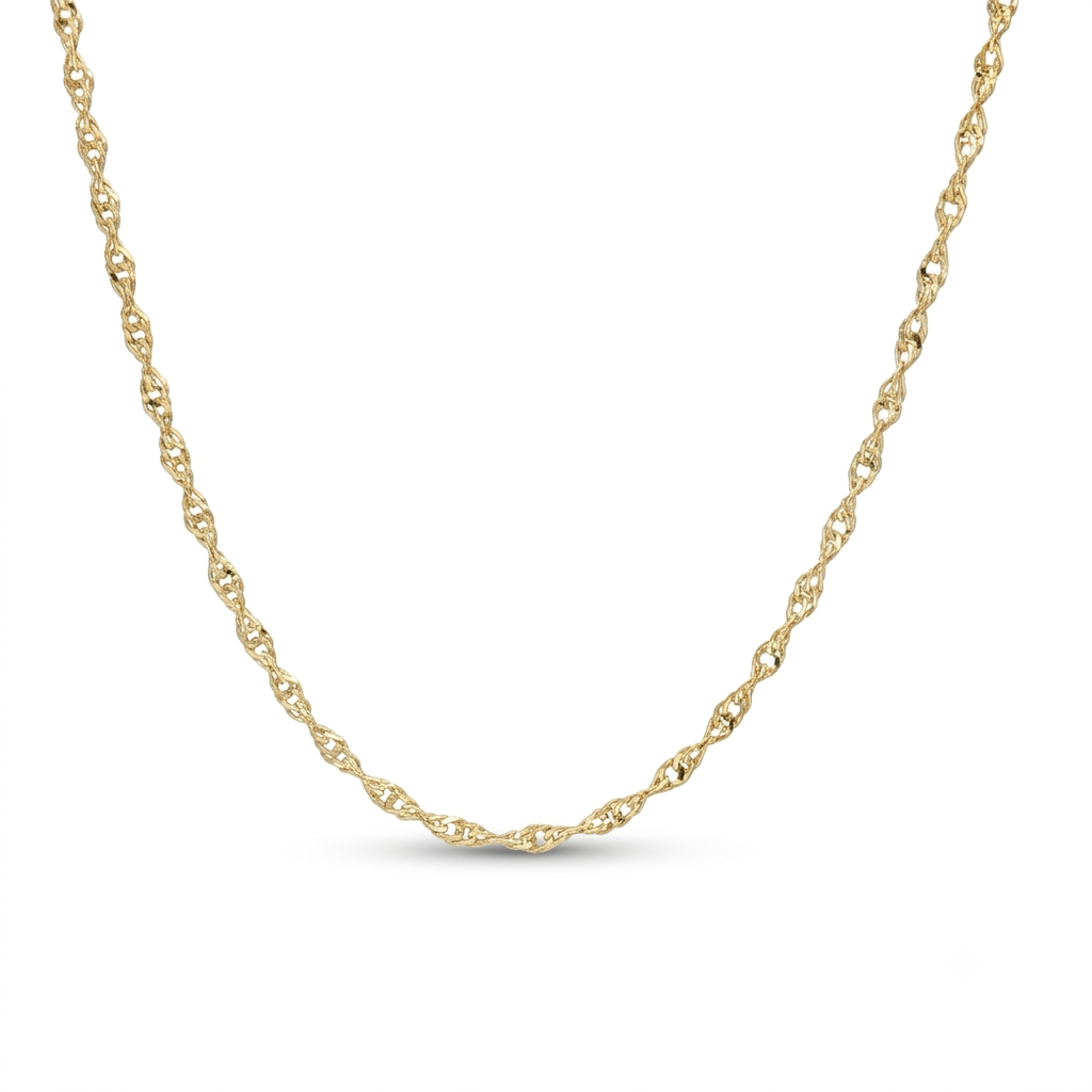 10k Yellow Gold 1.50mm Singapore Link Chain Necklace - 18 Inches