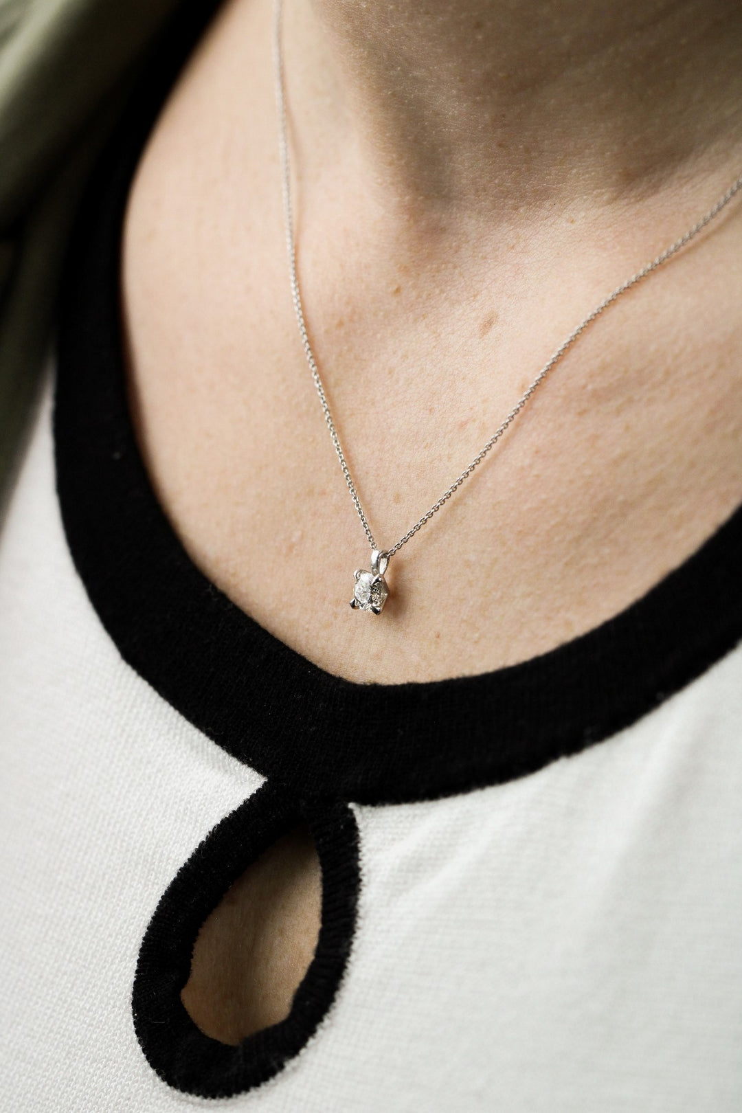 Love Grown Sterling Silver Solitaire Pendant, 0.50ct Round Lab-Grown Diamond