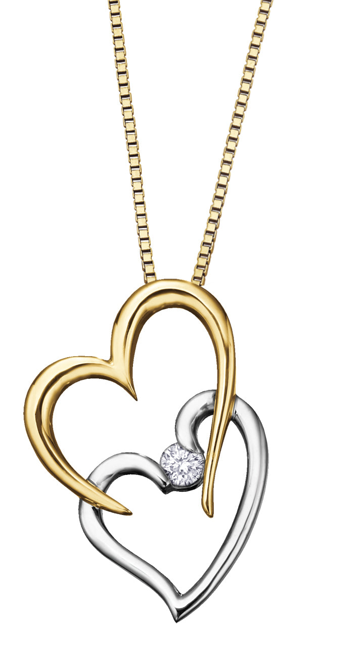 10K Double Heart Diamond Pendant