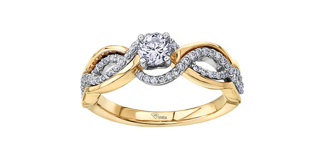 14K Diamond Criss-Cross Engagement Ring, 0.52tcw