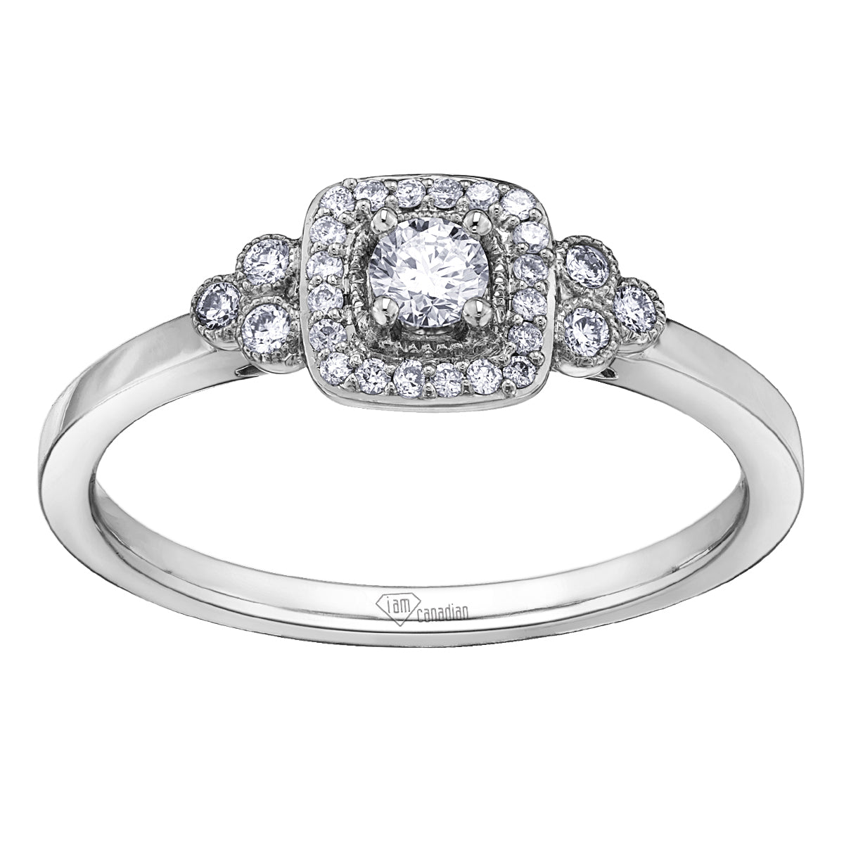 10k Halo Engagement Ring,