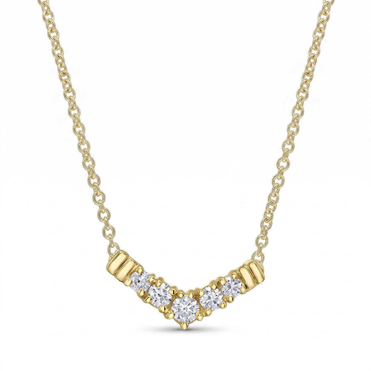 FINAL SALE - 10K Diamond Chevron Necklace, 0.25TDW