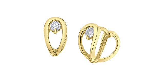 I AM CANADIAN 10k Gold Small Wishbone Diamond Hoop Earrings. 0.20tcw